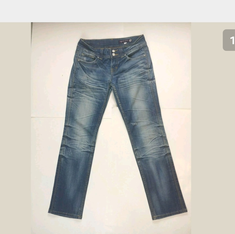 Vigoss JEANS streight leg distressed 7 medium wash